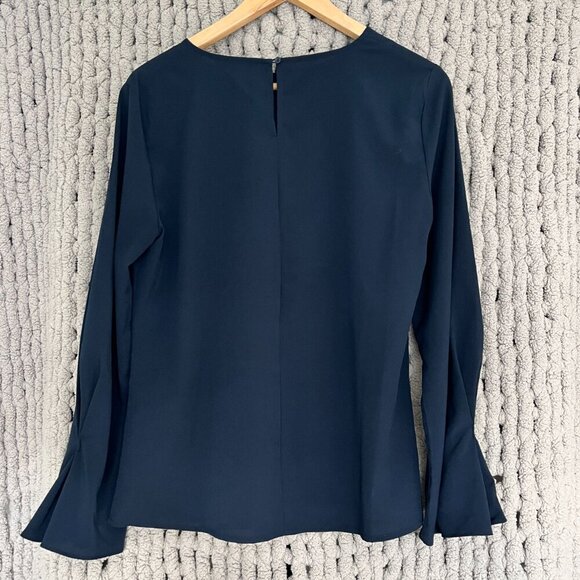 Banana Republic Factory Pull Over Navy Blue Long-Sleeve Blouse Size M - Picture 4 of 14